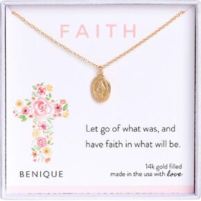 BENIQUE Dainty Necklace For Women Girls, Solid 925 Sterling Silver or 14k Gold Filled Metals, Fine chain, Meaningful Pendant Gift For Her, Made In USA, 16"-18" Adjustable