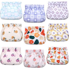 Buryeah 9 Pcs Pocket Makeup Bag Mini Cosmetic Bag Waterproof Squeeze Top Coin Purse Makeup Pouch No Zipper Tiny Pouch Travel Storage for Headphone Card Jewelry, Gifts for Women (5.1 x 4.8 x 0.8 Inch)
