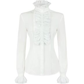 Women's Victorian Gothic Shirts Vintage Ruffled Long Sleeve Blouse Tops