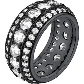 FindChic 18K Gold Plated Statement Band/Thick 3 Row Band/Cuban Chain Rings for Men Women Size 7 to 14 Cubic Zirconia Bling Jewelry, with Gift Box