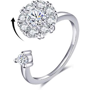 Bling Toman Womens Fidget Ring Teen Girls Spin Ring Discreet Calming Gift for Office&School, Anxiety Spinner Ring Relieving Stress