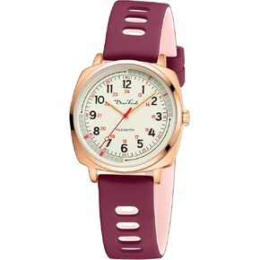 Diaofendi Petite Watch for Women Nurses Girls, Easy to Read Small Face, Silicone Band, Military Time Second Hand and 24 Hour, Waterproof