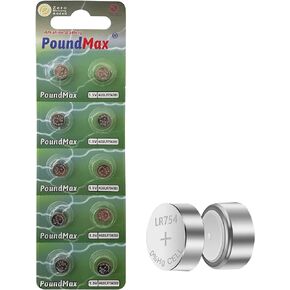 10 بطاريات ايه جي 5 (LR48، LR754، 393) 1.5 فولت - بطاريات خلوية زر قلوية باوند ماكس | 1 × 10 عبوات in Kuwait