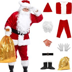 ديلوكس سانتا حلي الكبار الرجال سانتا كلوز البدلة مجموعة عيد الميلاد حزب تأثيري تتسابق 10 جهاز كمبيوتر شخصى in Kuwait