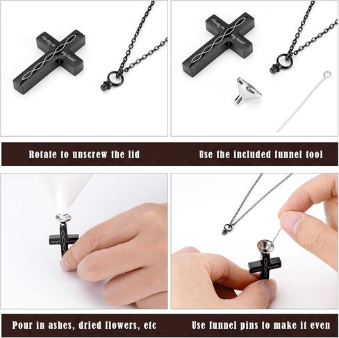 kkuyt 6 قطع قلادة جرة للرماد، مجوهرات حرق الجثث، الكريستال رماد قلادة القلب الصليب مكعب جرة الفولاذ المقاوم للصدأ قلادة تذكار للنساء الرجال أمي قلادة المجوهرات in Kuwait