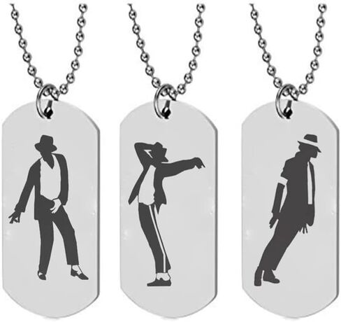 yihan المجوهرات 3 حزمة مجموعة واحدة مايكل البضائع المعلقات الفولاذ المقاوم للصدأ للجنسين MJ قلادة قلادة ملك البوب ​​راقصة نجمة التيتانيوم الصلب سحر قلادة القلائد لمحبي in Kuwait