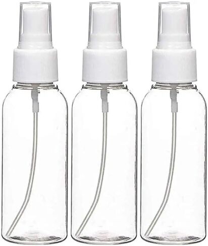 زجاجة رذاذ بلاستيكية من AXX، زجاجات فارغة صغيرة الحجم بحجم 2 أونصة/50 مل، زجاجة مياه للشعر، مضخة بخاخ قابلة لإعادة الملء للزيوت العطرية/العطور/الكحول/التنظيف/سائل المكياج/النباتات، 3 عبوات in Kuwait