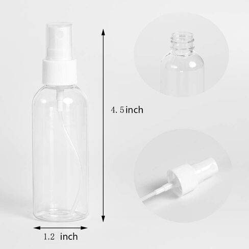 زجاجة رذاذ بلاستيكية من AXX، زجاجات فارغة صغيرة الحجم بحجم 2 أونصة/50 مل، زجاجة مياه للشعر، مضخة بخاخ قابلة لإعادة الملء للزيوت العطرية/العطور/الكحول/التنظيف/سائل المكياج/النباتات، 3 عبوات in Kuwait