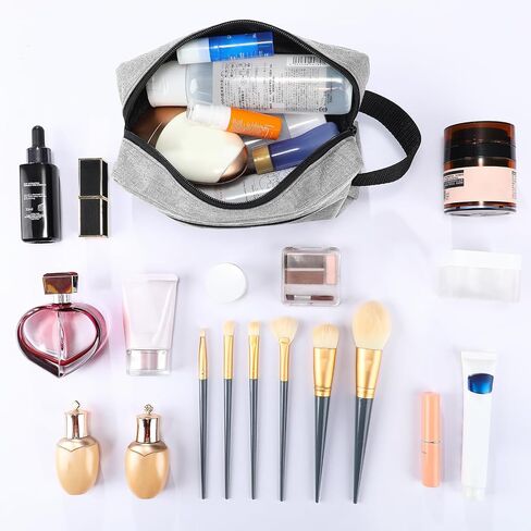 16 Pcs Travel Toiletry Bag for Women Men Large Water Resistant Shaving Bag Hanging Cosmetic Bag with Handle and Divider Storage Travel Pouch Case (Black) in Kuwait
