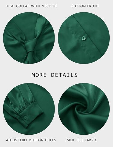 تاباتا البلوزات للنساء الساتان الحرير قمصان ربطة القوس فيونكة الرقبة زر أسفل العمل بلوزة طويلة الأكمام أنيق الأعمال القمم أنيقة in Kuwait