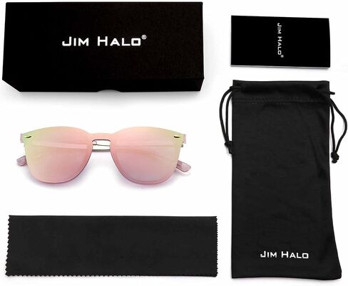 JIM HALO Trendy Rimless Mirrored Sunglasses Reflective Sun Glasses for Women Men in Kuwait