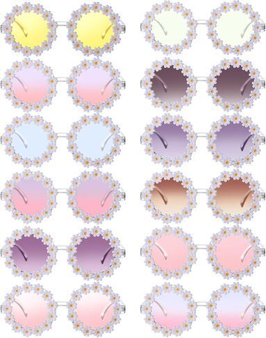 Yunsailing 12 Pairs Flower Sunglasses for Women Daisy Sunglasses Adult Flower Sunglasses in Saudi Arabia