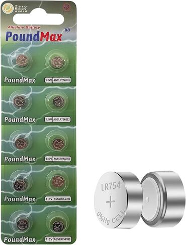 10 بطاريات ايه جي 5 (LR48، LR754، 393) 1.5 فولت - بطاريات خلوية زر قلوية باوند ماكس | 1 × 10 عبوات in Kuwait