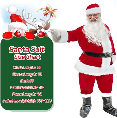 ديلوكس سانتا حلي الكبار الرجال سانتا كلوز البدلة مجموعة عيد الميلاد حزب تأثيري تتسابق 10 جهاز كمبيوتر شخصى in Kuwait