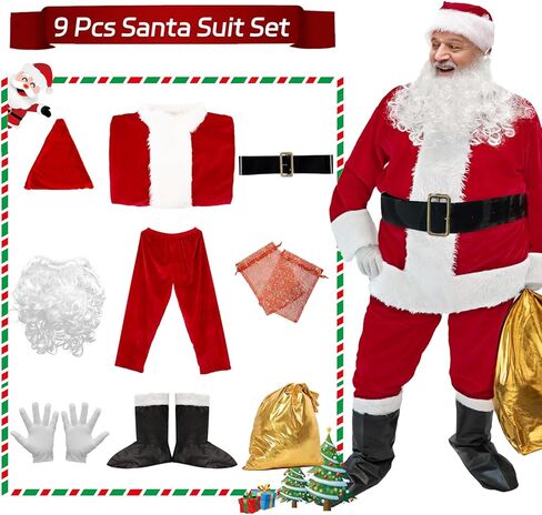 ديلوكس سانتا حلي الكبار الرجال سانتا كلوز البدلة مجموعة عيد الميلاد حزب تأثيري تتسابق 10 جهاز كمبيوتر شخصى in Kuwait