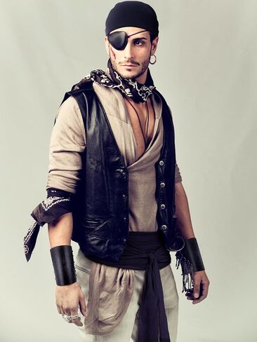4 Pcs Pirate Costume Adult Pirate Bandana Sash Leather Arm Armor Accessories Men Women Medieval Renaissance Halloween in Kuwait