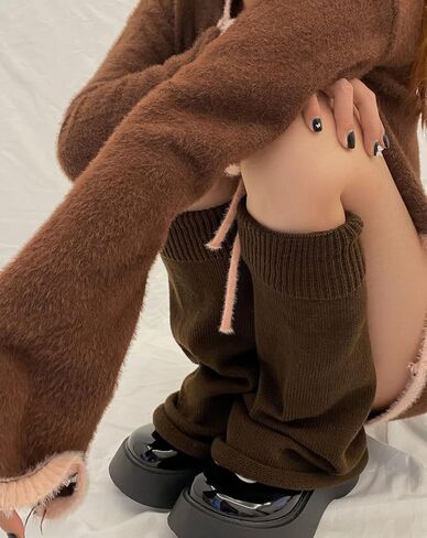 Lunoakvo النساء الفتيات النمط الياباني Kawaii الكروشيه كرة صوف فضفاضة محبوك تدفئة الساق جوارب الركبة عالية التمهيد in Kuwait