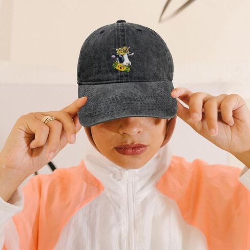 Negi Cow Hat Sunflower Gifts for Women Baseball Cap Womens Hats Baseball Caps Cute Black Ball Hats Fashionable Girls Plain Small Heads in Kuwait