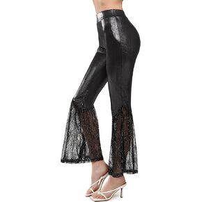 Yvette Women's Bell Bottom Pants Flare Leggings High Waist Tummy Control Wide Leg Dancing Bootcut Yoga Pants