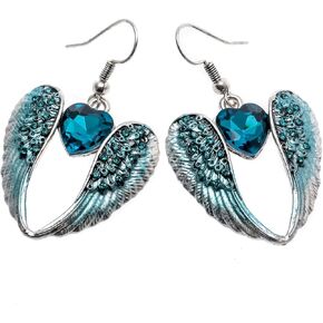 Szxc Women's Crystal Guardian Angel Wings Hypoallergenic Dangle Earrings Biker Jewelry - 2 1/4 inch