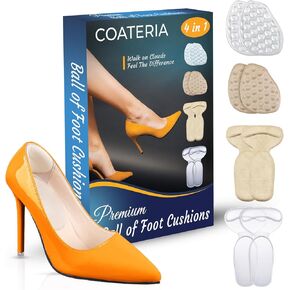 COATERIA Premium Ball of Foot Cushions for High Heels Shoes, Metatarsal Pads with Massage Dots and Heel Cushion Grips, All Day Pain Relief and Comfort, One Size Fits (4 in 1 Set) in Kuwait