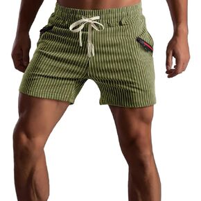 Muscle Cmdr Mens Athletic Gym Shorts Cotton 5.7" Elastic Waist Casual Zip Pocket Jogger Workout Short Pants