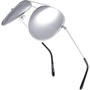 The Fresh Classic Metal Frame Mirror Lens Aviator Sunglasses with Gift Box in Kuwait