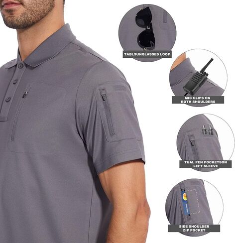 Casei قمصان بولو رجالي سريعة الجفاف الرياضة في الهواء الطلق قميص جولو رجالي الأداء قميص بولو التكتيكي الرطوبة فتل كم قصير in Kuwait