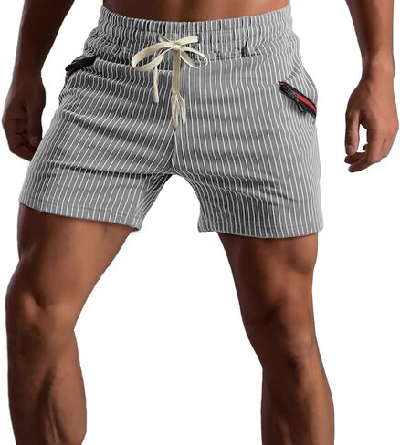 شورت رياضي رجالي من Muscle Cmdr من القطن مقاس 5.7 بوصة بخصر مطاطي كاجوال بجيب بسحاب سروال قصير للتمرين in Kuwait
