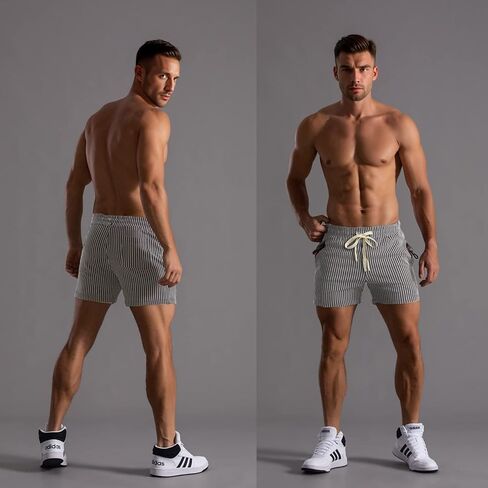 شورت رياضي رجالي من Muscle Cmdr من القطن مقاس 5.7 بوصة بخصر مطاطي كاجوال بجيب بسحاب سروال قصير للتمرين in Kuwait