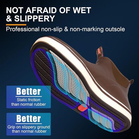 Showave Men's Deck Boots Waterproof Ankle Rain Boots High Performance Sports Sailing Booties Non-slip Rubber Boots Outdoors in Saudi Arabia