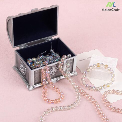 NaienCraft، صندوق منظم مجوهرات معدني كبير عتيق، صندوق كنز لتخزين المجوهرات in Kuwait