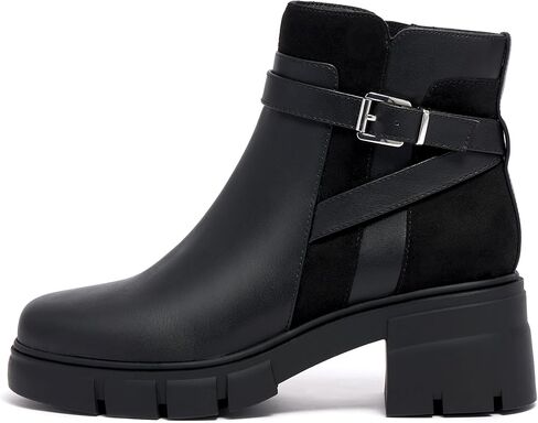 Vodvob أحذية الكاحل النسائية منخفضة الكعب مكتنزة انقطاع الجوارب القصيرة مع مشبك العروة وحيد تشيلسي زيبر أحذية الخريف عارضة in Kuwait