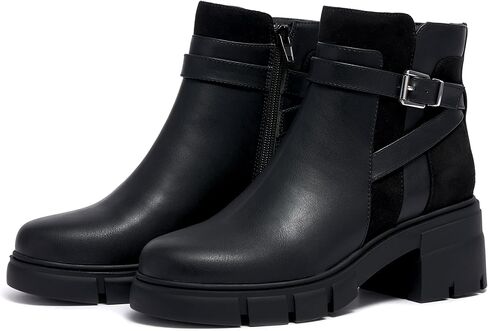 Vodvob أحذية الكاحل النسائية منخفضة الكعب مكتنزة انقطاع الجوارب القصيرة مع مشبك العروة وحيد تشيلسي زيبر أحذية الخريف عارضة in Kuwait