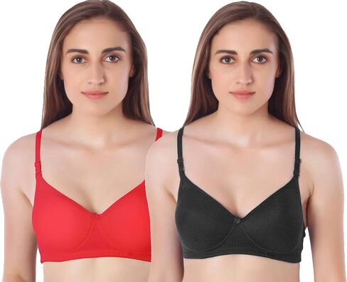 Cotton Blend, Stylish Padded Mould Everyday Wear Bra (Pack of 2) in Saudi Arabia