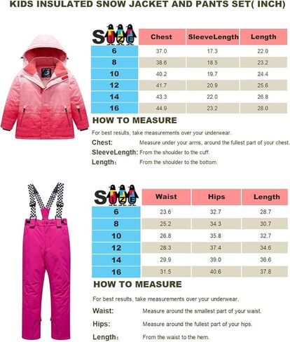 بدلة ثلج للأطفال من HOUZONIY مقاومة للماء، مجموعة جاكيت وسروال معزول، بدلة تزلج للأولاد والبنات، للتزلج والتزحلق على الجليد والشتاء in Kuwait