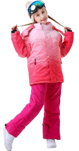 بدلة ثلج للأطفال من HOUZONIY مقاومة للماء، مجموعة جاكيت وسروال معزول، بدلة تزلج للأولاد والبنات، للتزلج والتزحلق على الجليد والشتاء in Kuwait
