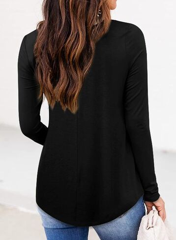 RANPHEE Womens Long Sleeve Henley T Shirts Fall Plus Size Tunic Tops in Kuwait