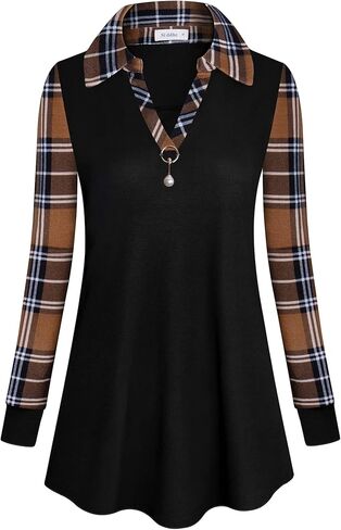 قمصان Siddhe النسائية بأكمام طويلة وطية صدر السترة ورقبة على شكل حرف V، قمصان كاجوال للعمل in Kuwait