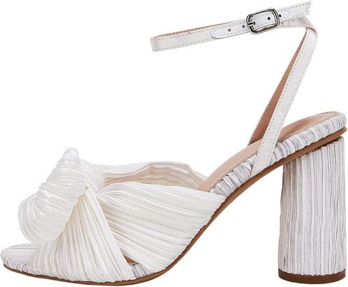 VETASTE Women's Bow Knot Heeled Sandals Bridal Wedding Open Toe Ankle Strap Chunky Heels in Saudi Arabia