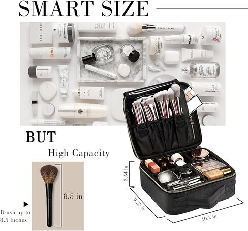 Stagiant Travel Makeup Bag,Make up Bag for Women, Large Cosmetic Bag Travel Makeup Case Toiletry Bag for Girls Make Up Bag Brush Organizer Bags (Nylon, Black) in Kuwait