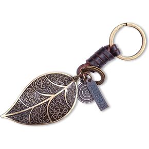 AuPra Leaf KeyChain Gifts Women & Men Leather KeyRings Home Car Door Keys Holder Ladies Present