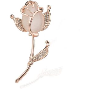 Rose Flower Brooch Elegant Shining Crystal Flower Brooches Opal Stone Rhinestone Lapel Pin for Wedding Bouquet Christmas Party Valentine’s Day Gift for Women Girls in Saudi Arabia