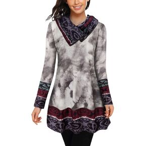 سويت شيرت نسائي من Miusey برقبة متدلية مع سحاب علوي وأكمام طويلة مرقع للنساء in Kuwait