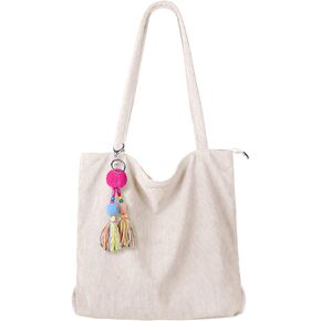 FITDON Corduroy Totes Bag with Zip, Shoulder Bags Handbags Women's Hobos Large Capacity Shopping Bag with Inner Pocket in Kuwait