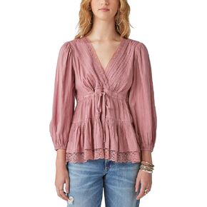 Lucky Brand Women's Babydoll Lace Trim Top in Saudi Arabia