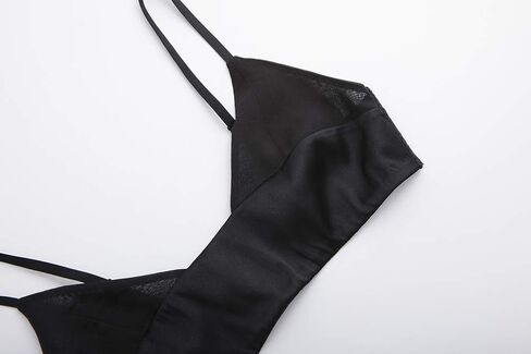SilRiver Womens Silk Satin Triangle Bralette U-Shaped Bra Delicate Brassiere (for A-C Cups) in Kuwait