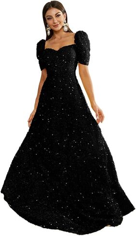 فستان Miss ord نسائي رسمي قصير الأكمام منتفخ للحفلات الراقصة، فستان طويل يصل إلى الأرض in Kuwait