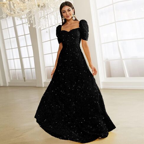 فستان Miss ord نسائي رسمي قصير الأكمام منتفخ للحفلات الراقصة، فستان طويل يصل إلى الأرض in Kuwait