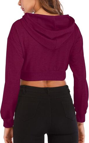 Cuihur Women's Casual Hoodies Sweatshirt Long Sleeve Crop Tops Hoodie Pullover Top in Kuwait